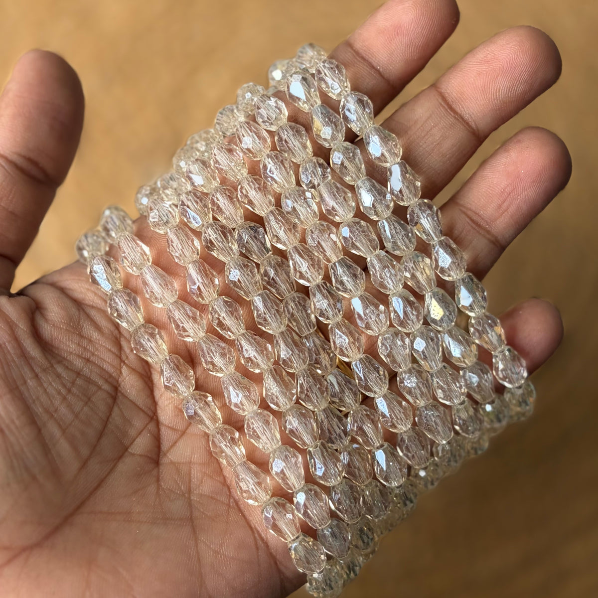 Drop Crystal Beads , Size - 6*8 (1 String)