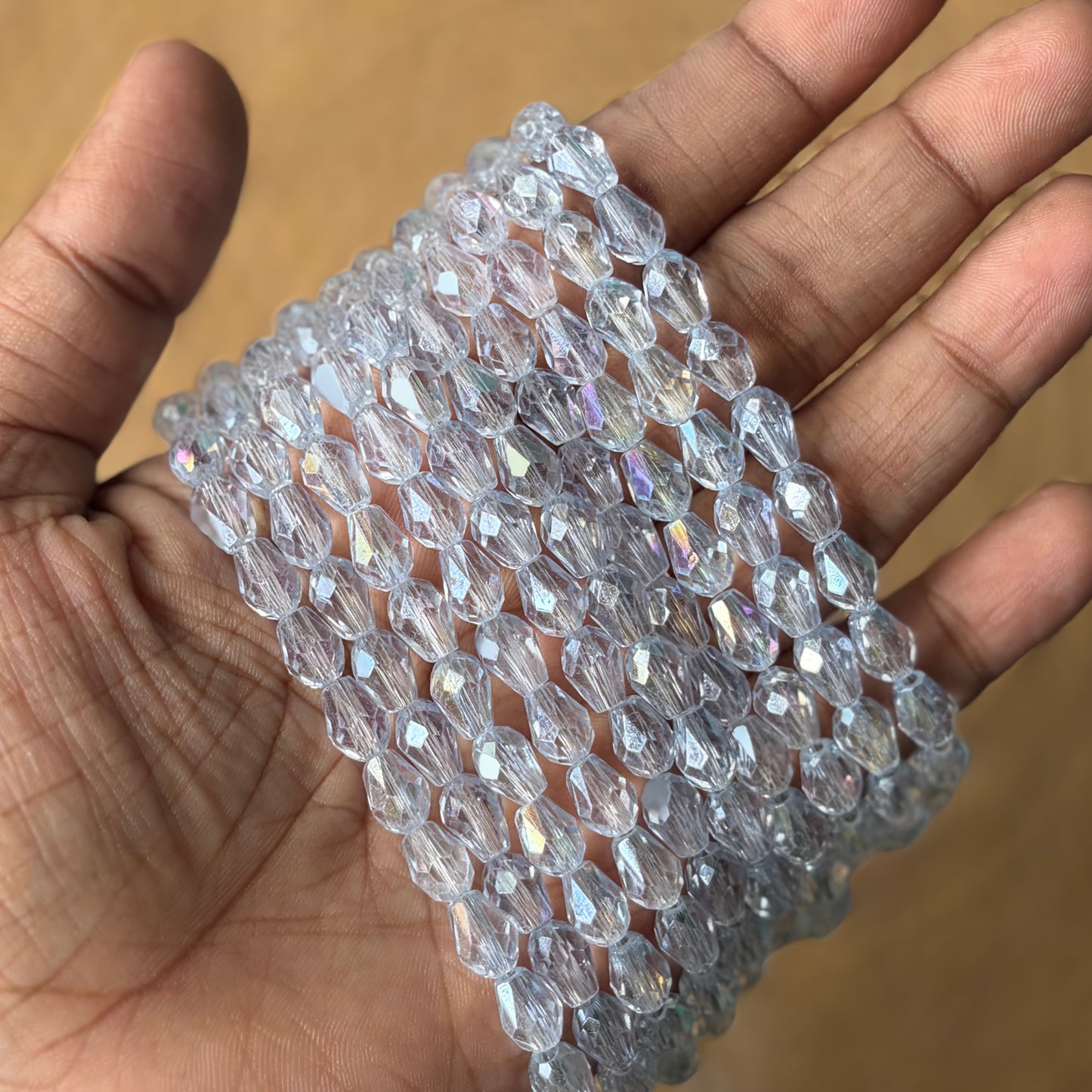 Drop Crystal Beads , Size - 6*8 (1 String)