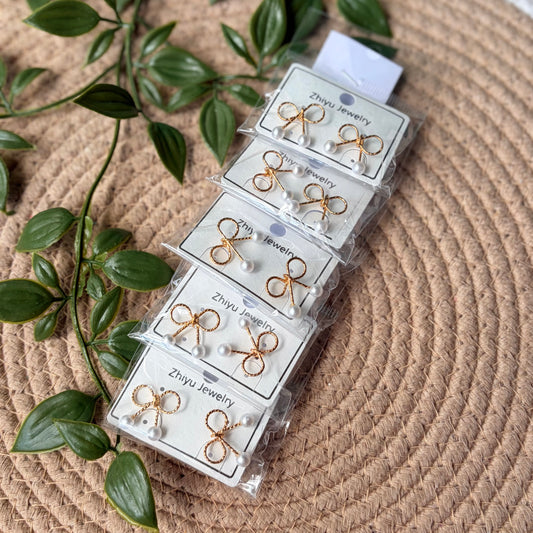 Korean Bow Earrings (5 Pairs)