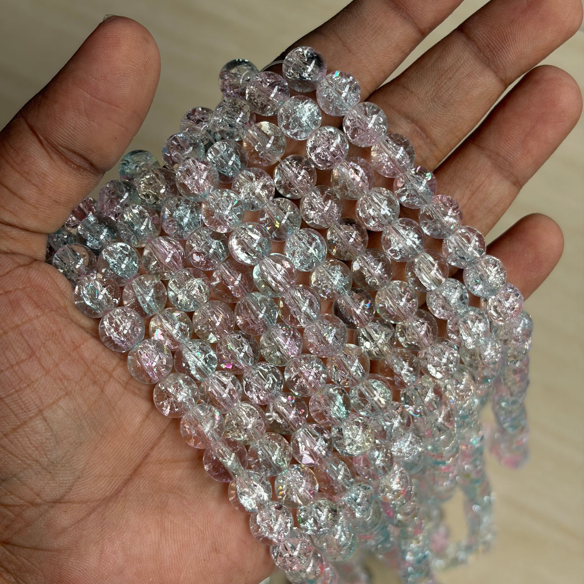 Crackle (Lightpink & Light blue) 95 beads Apx 8mm