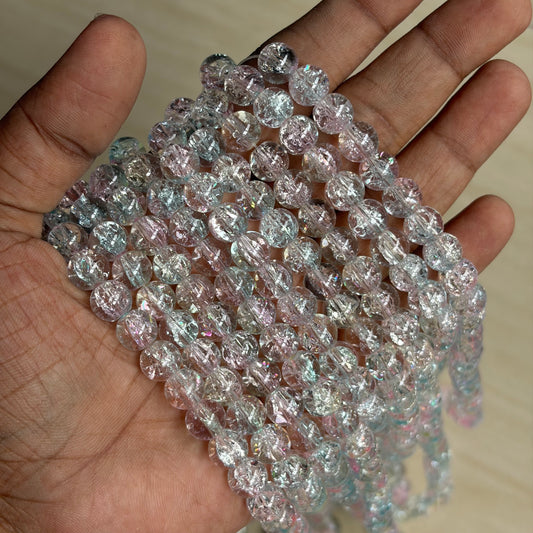 Crackle (Lightpink & Light blue) 95 beads Apx 8mm