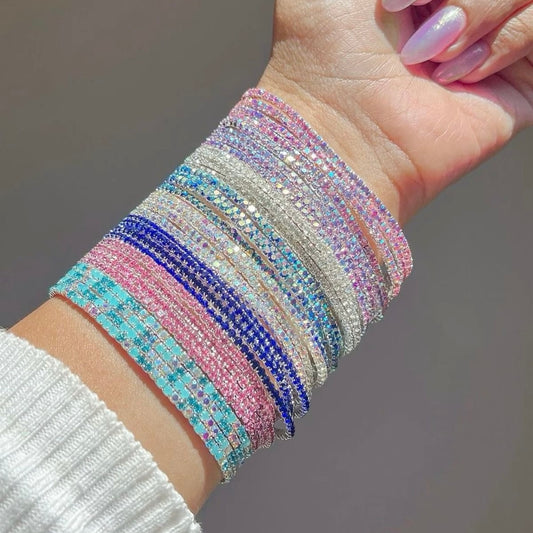 Rhinestone Tennis Bracelets (3 Pieces)