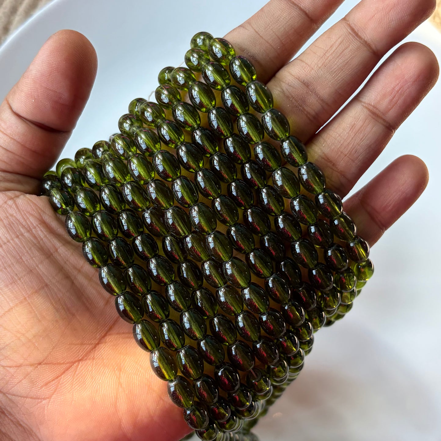 Oval Glass Beads (95 -100 beads)