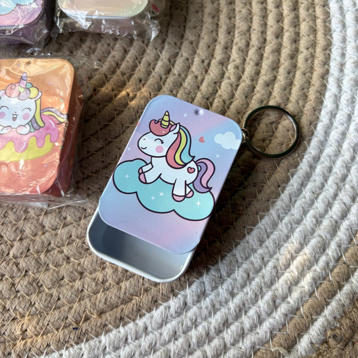 Cute Unicorn Tin Keychain