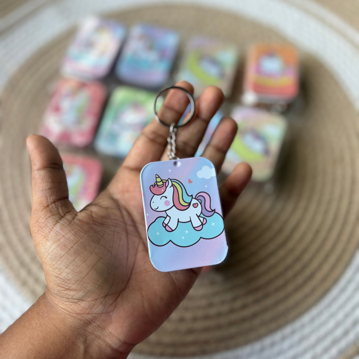 Cute Unicorn Tin Keychain