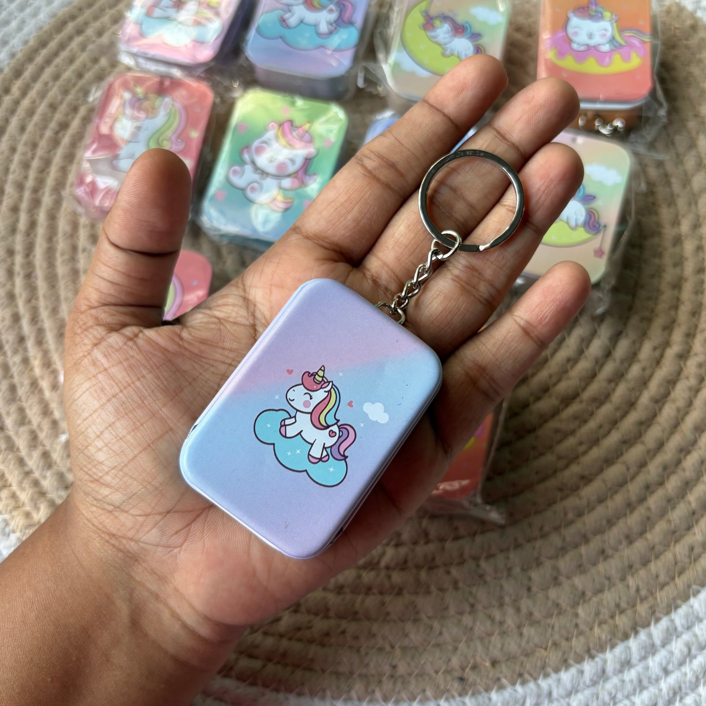 Cute Unicorn Tin Keychain