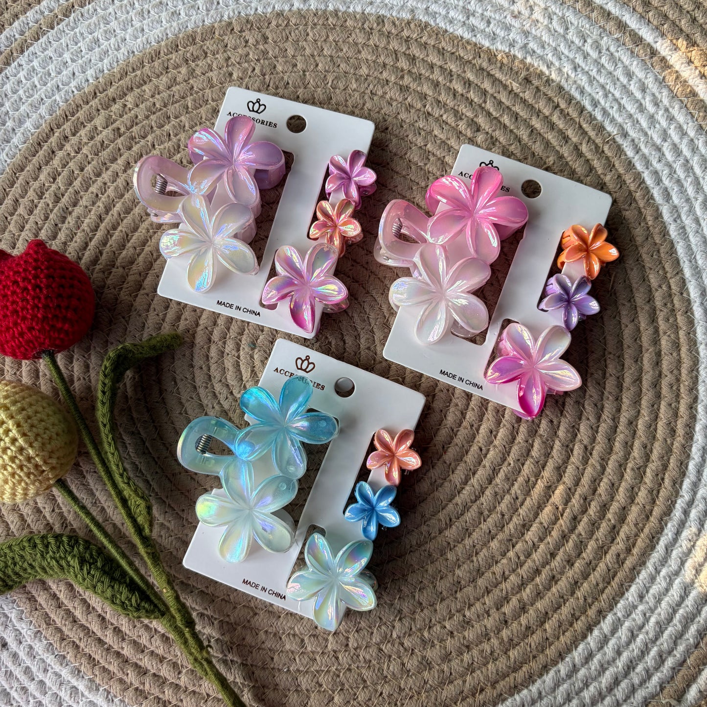 Premium Holographic Flower Combo Cards (3 Cards) 12 Pieces