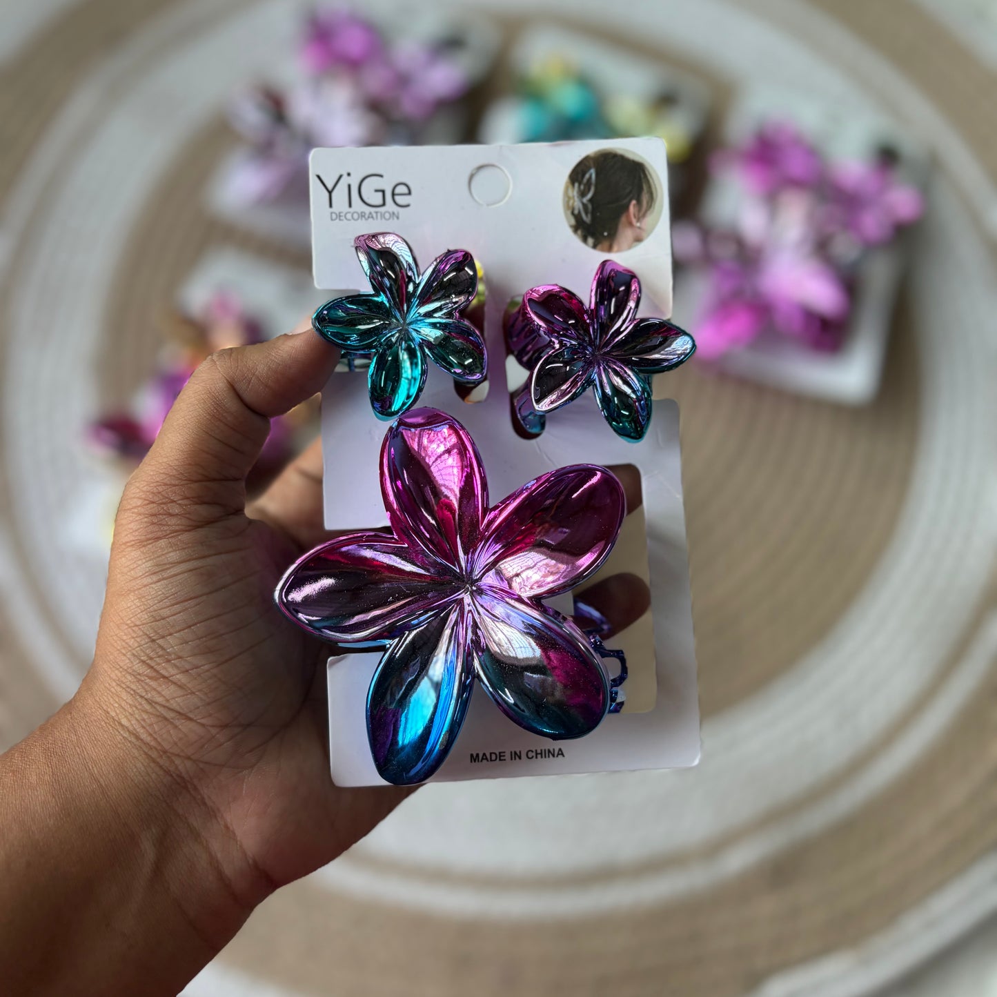 Metallic Glossy Flower Combo Cards (6 Cards)