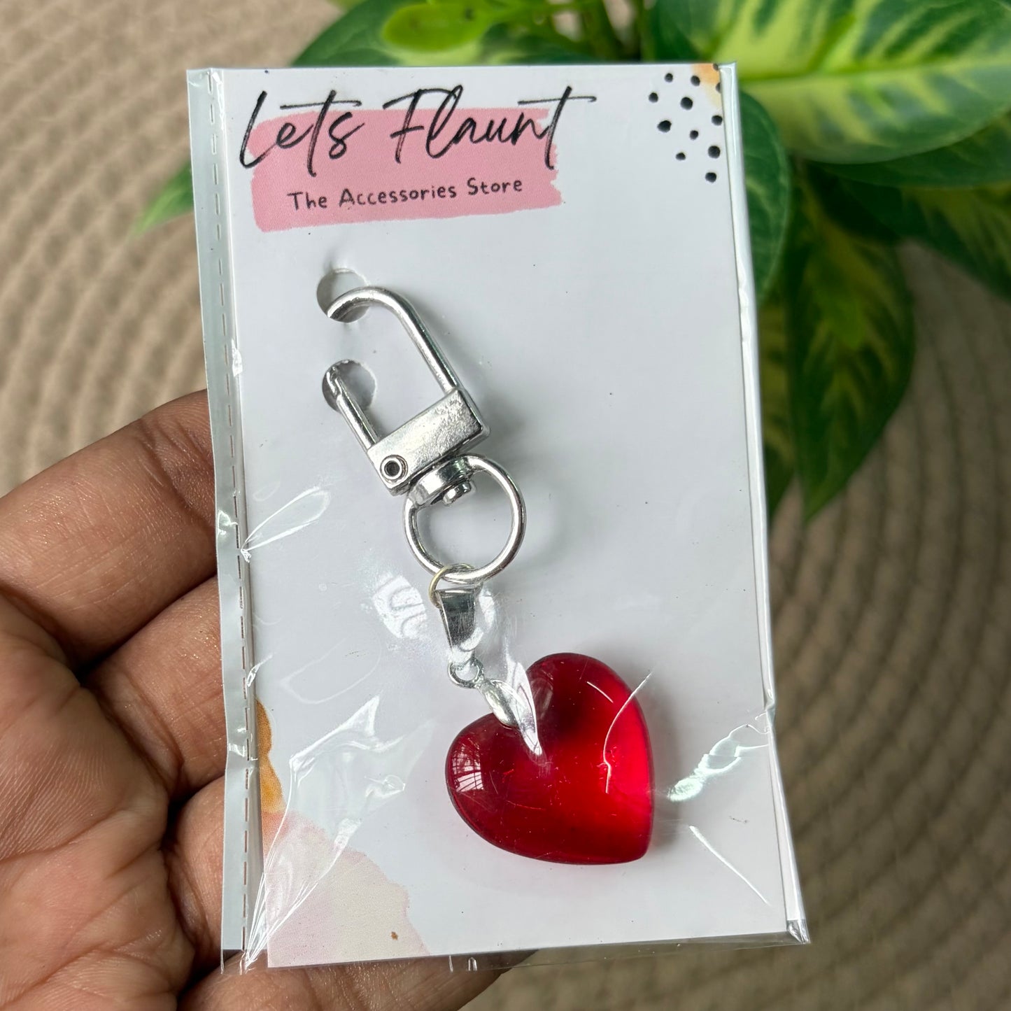 Glass heart Bag Charm