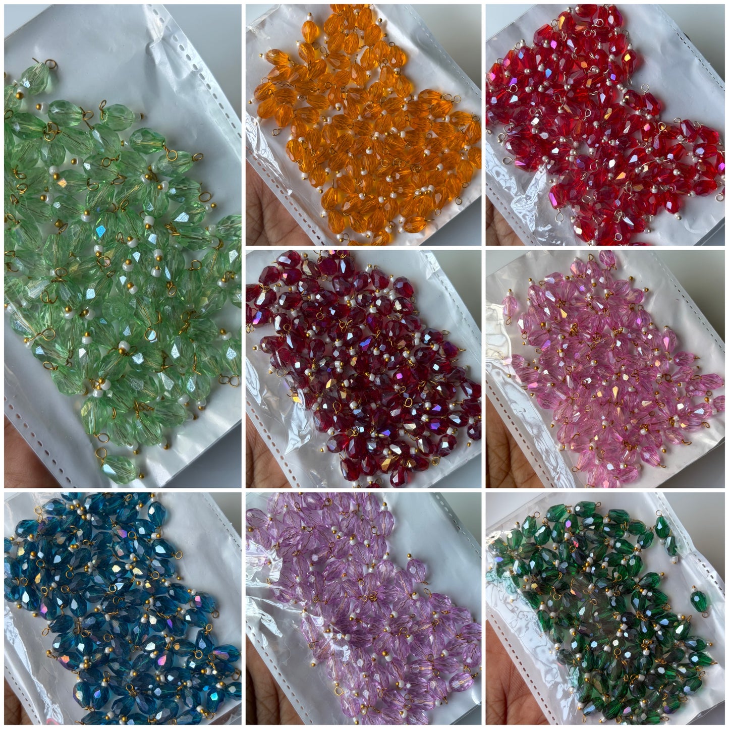 Oval Hanging Crystal Beads Glass Small (10 Pieces)