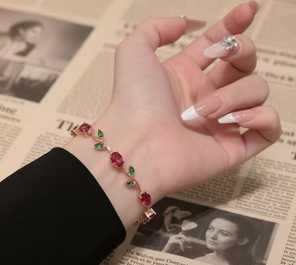 Anti Tarnish Tulips Bracelet (Red& Green)