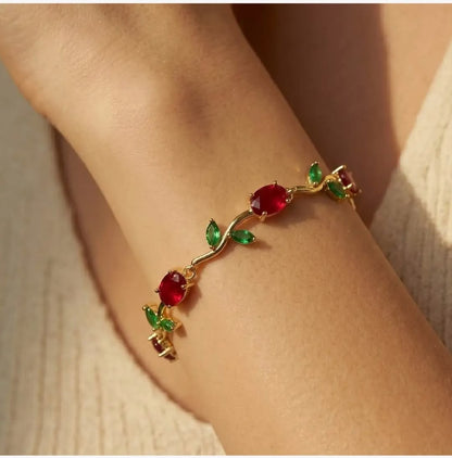 Anti Tarnish Tulips Bracelet (Red& Green)