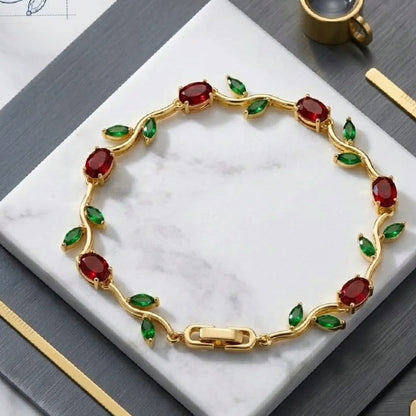Anti Tarnish Tulips Bracelet (Red& Green)