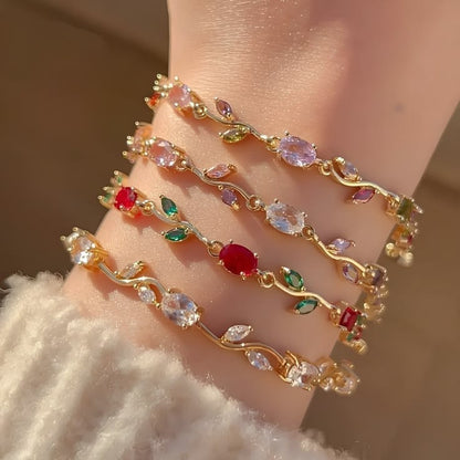Anti Tarnish Tulips Bracelet (Red& Green)