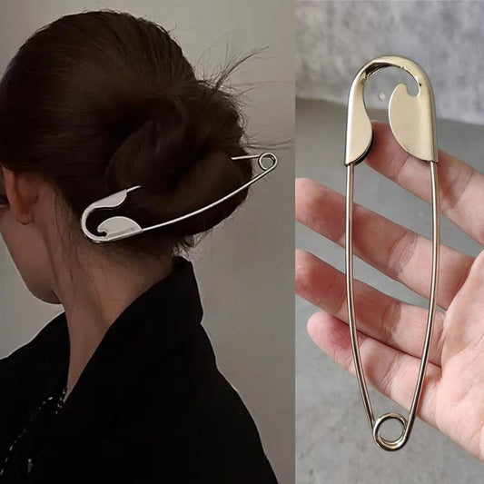 Safety Pin Hairclip Silver