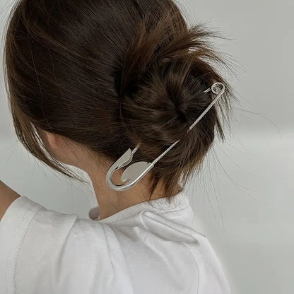 Safety Pin Hairclip Silver