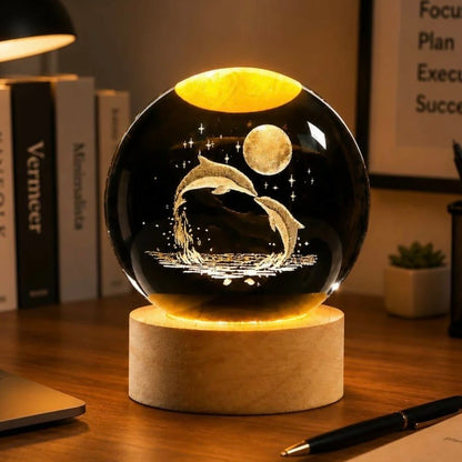 Celestial Dolphin Crystal Globe Night Lamp