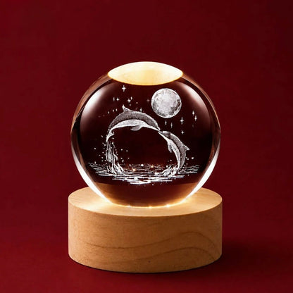 Celestial Dolphin Crystal Globe Night Lamp