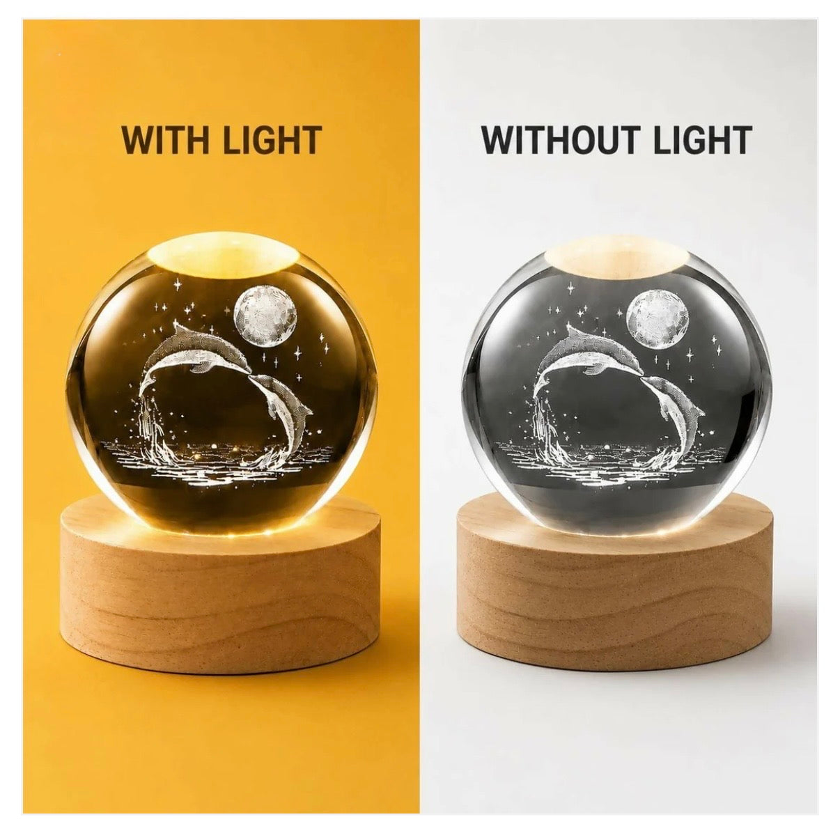 Celestial Dolphin Crystal Globe Night Lamp