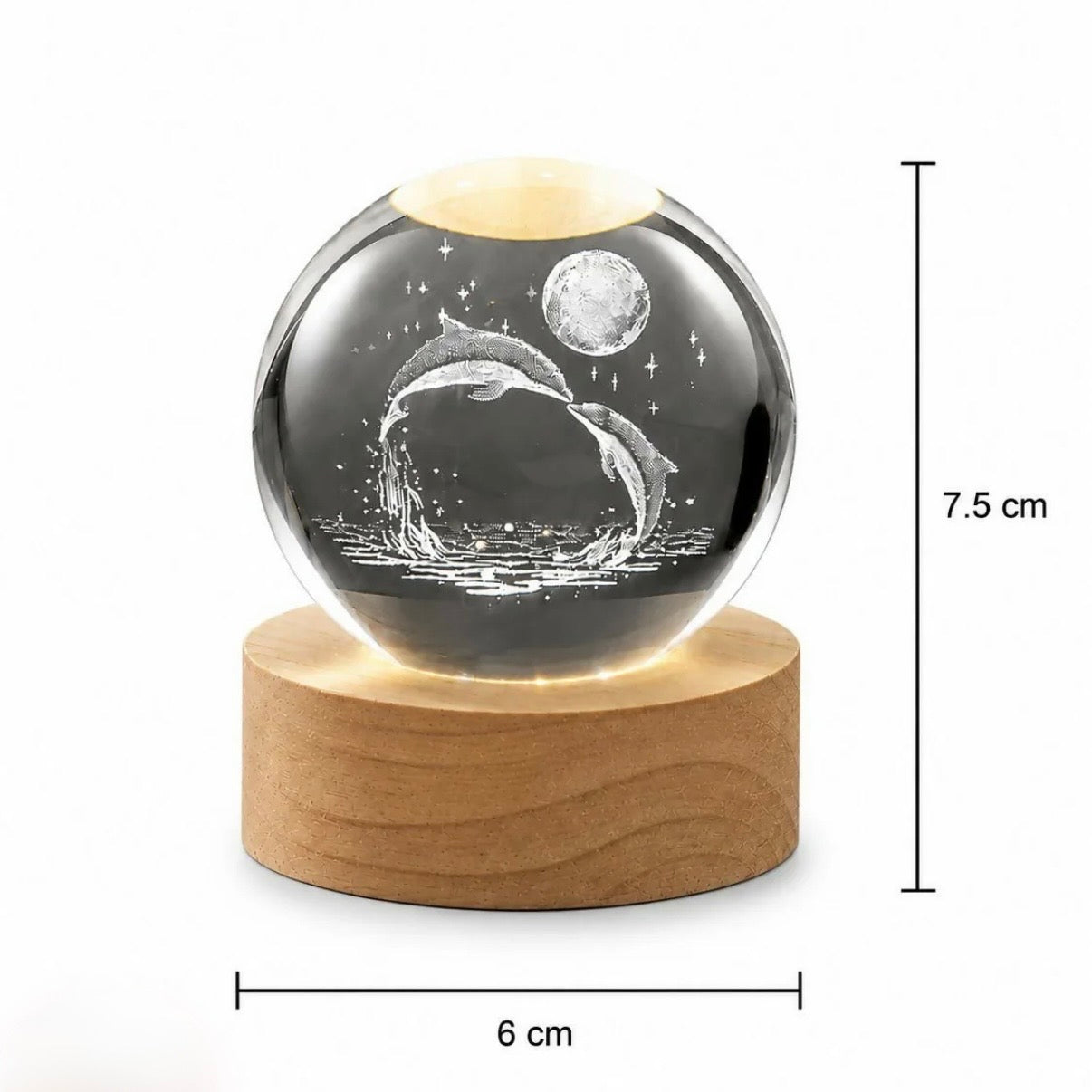 Celestial Dolphin Crystal Globe Night Lamp