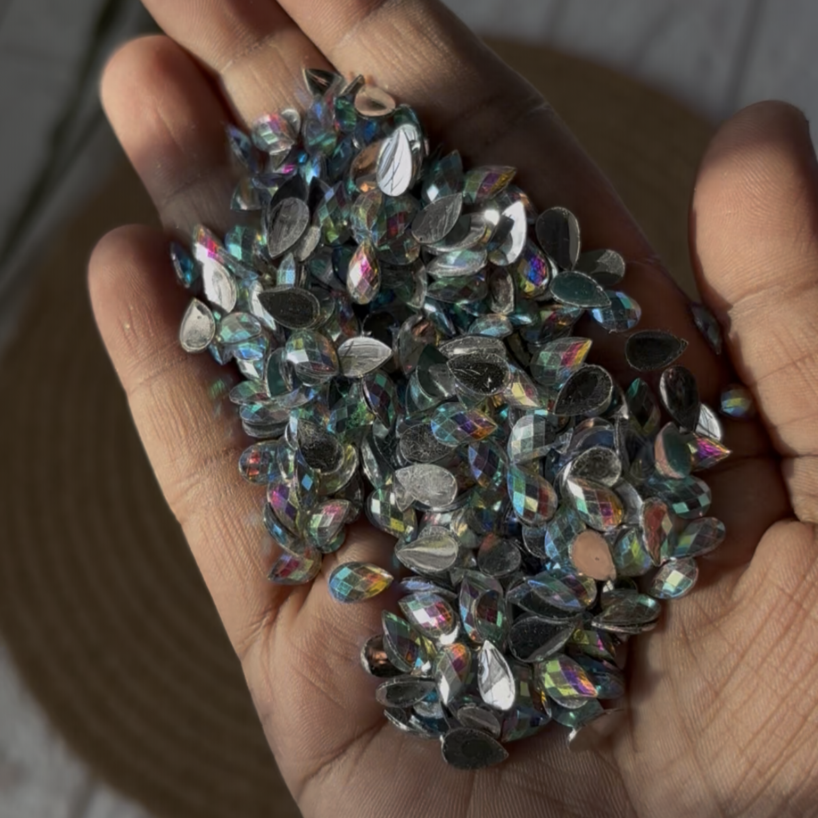 Drop Shaped Crystal Kundan Stones (10 Grams)