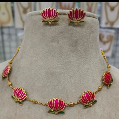 Trending Lotus necklace with earrings