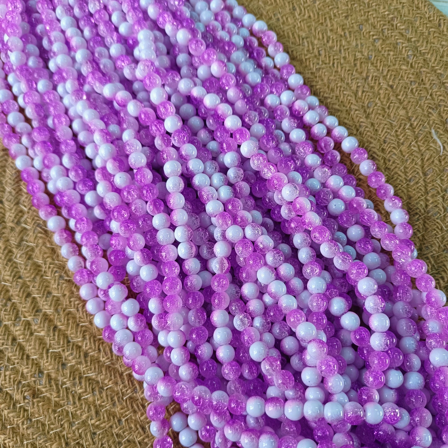 Milky Crackle Beads 8mm (95- 100 beads)