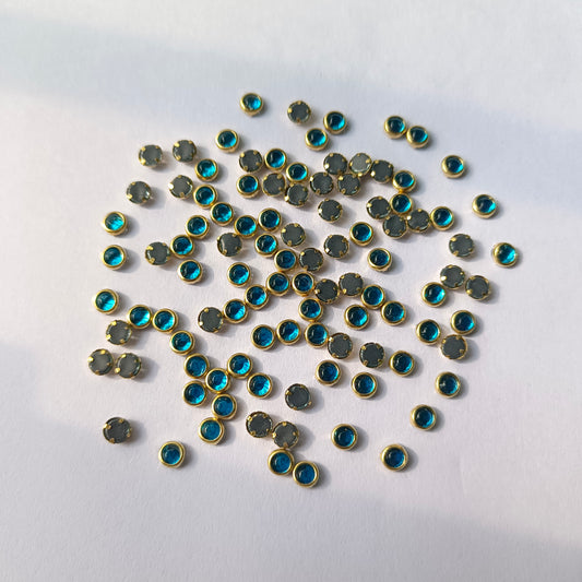 Kundan Stones 4mm Round Sky Blue(10 Grams)