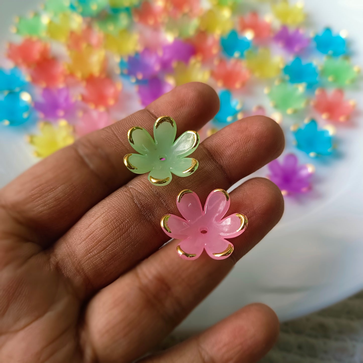 Multi Colour Gold Enamel Flowers(10 Grams)