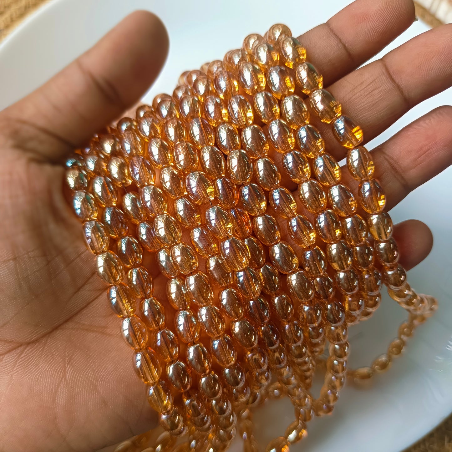 Glossy Oval Beads(90 Beads apx)