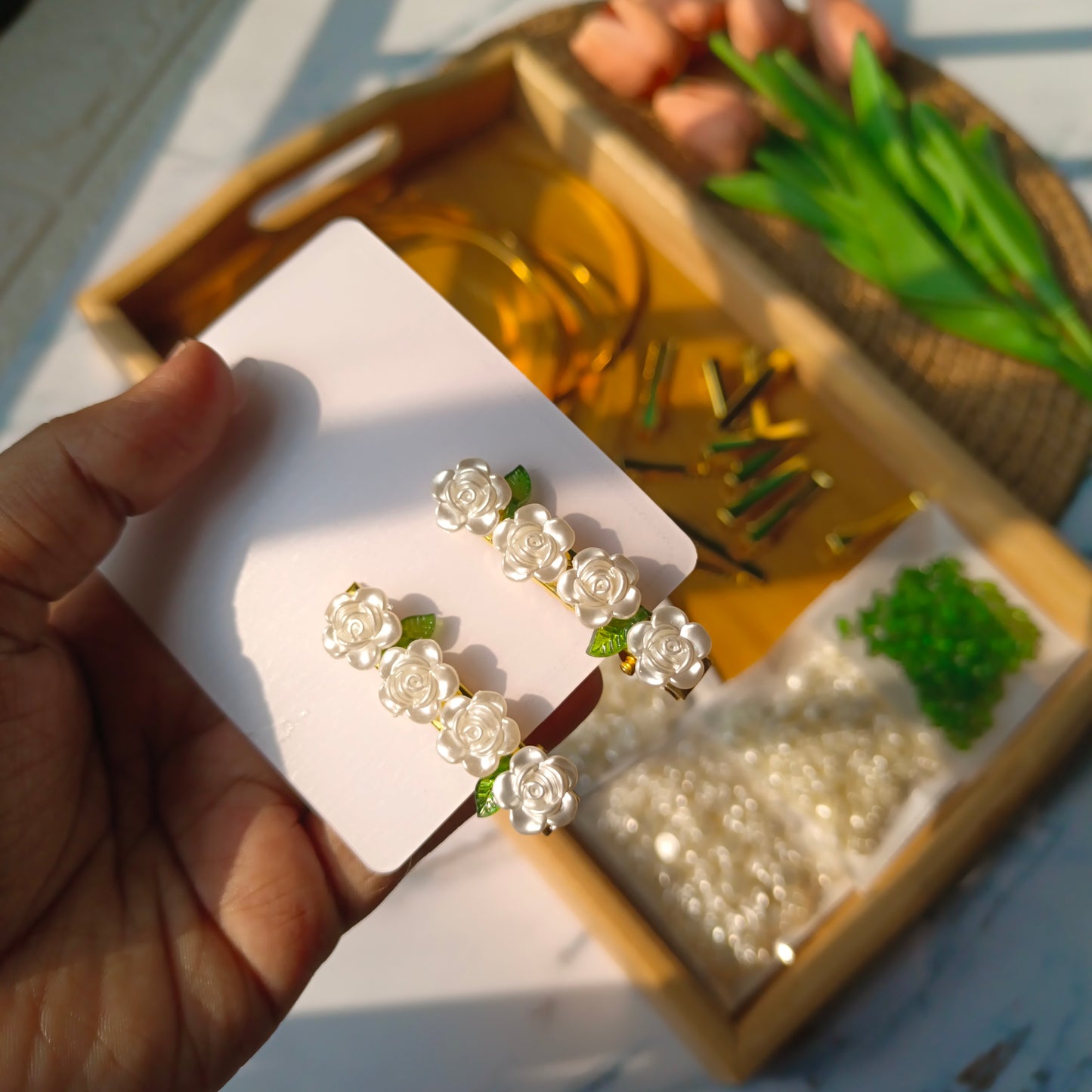 Pearl Roses Combo Kit (6 Hairbands+12 Aligator)