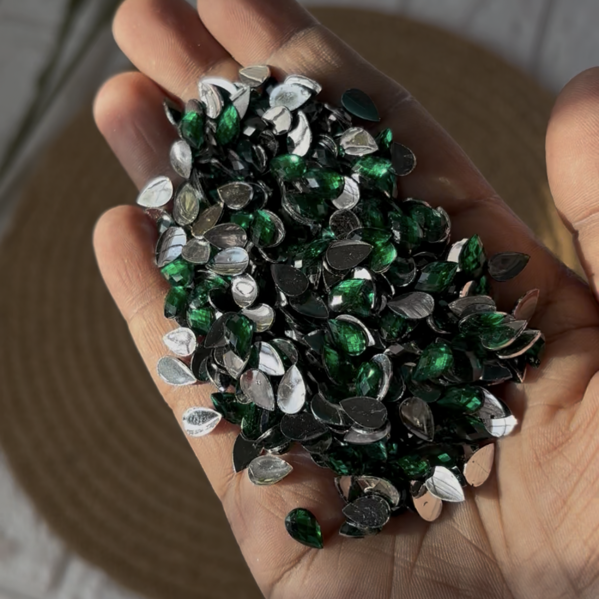 Drop Shaped Crystal Kundan Stones (10 Grams)