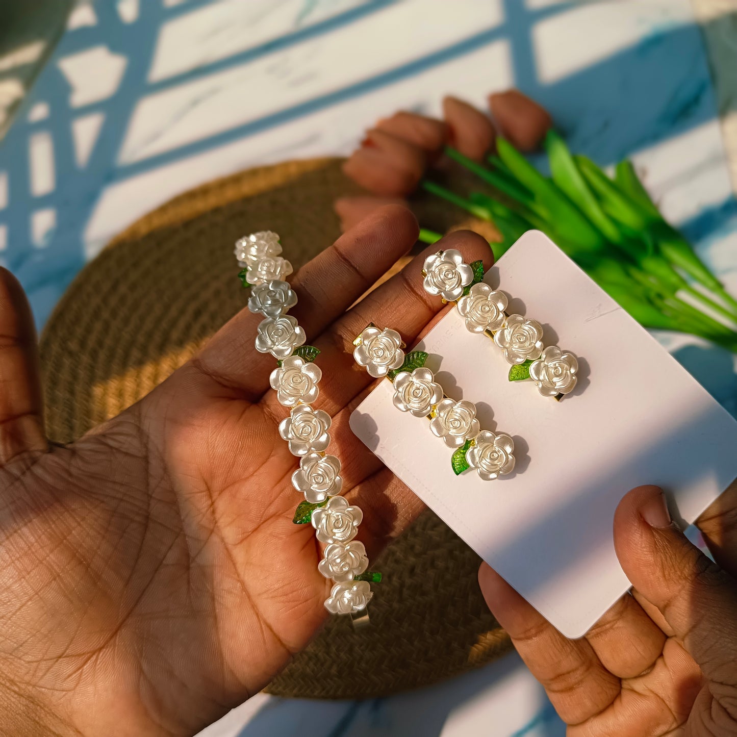 Pearl Roses Combo Kit (6 Hairbands+12 Aligator)