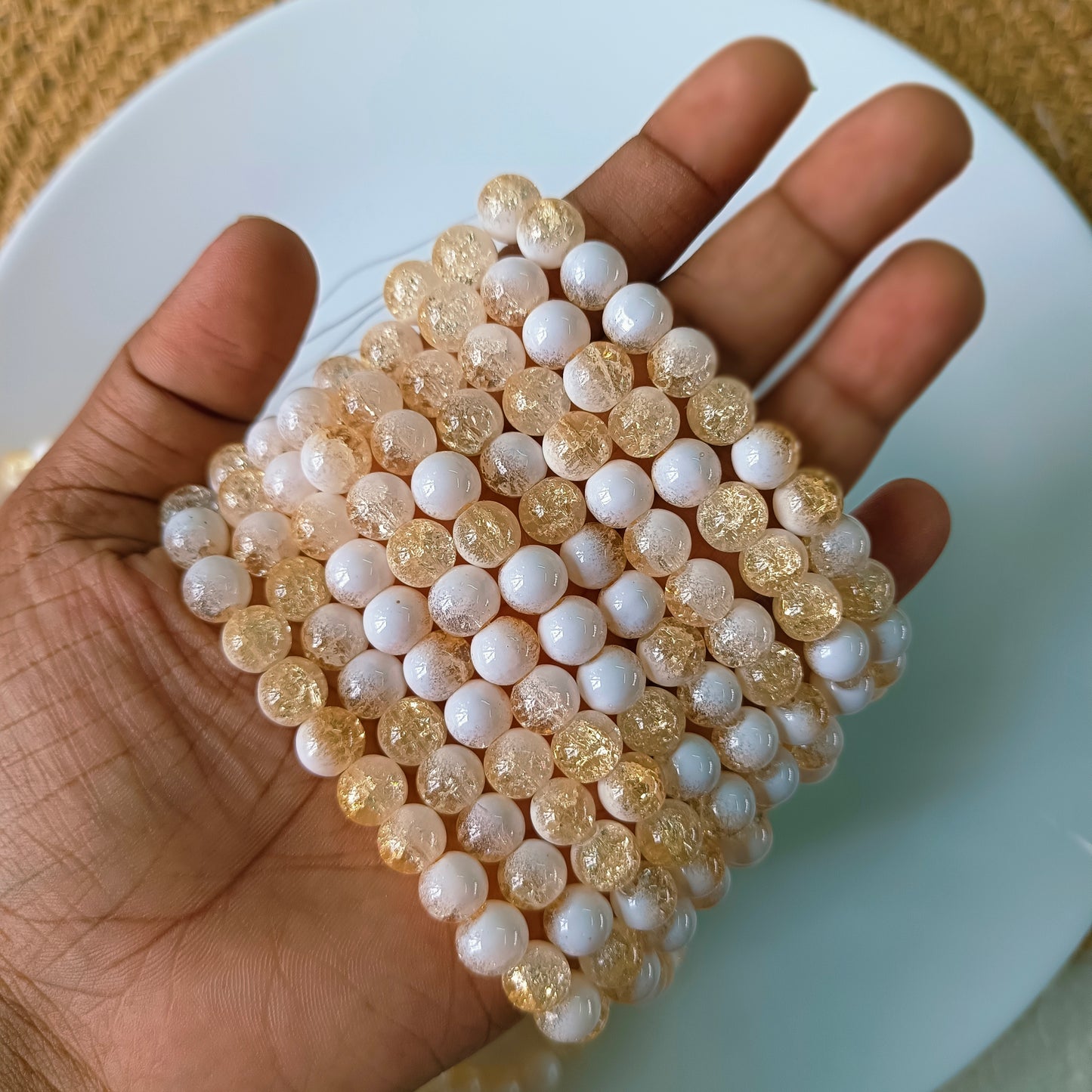 Milky Crackle Beads 8mm (95- 100 beads)