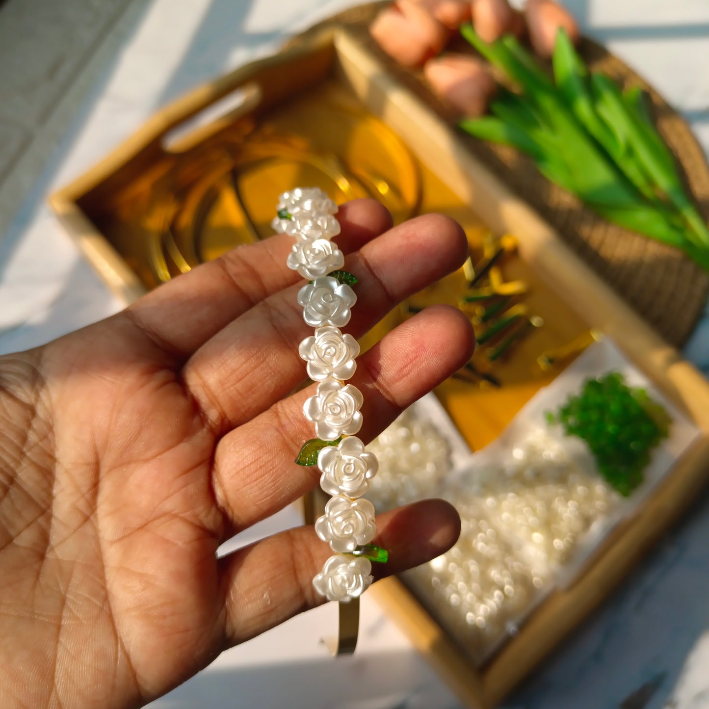 Pearl Roses Combo Kit (6 Hairbands+12 Aligator)