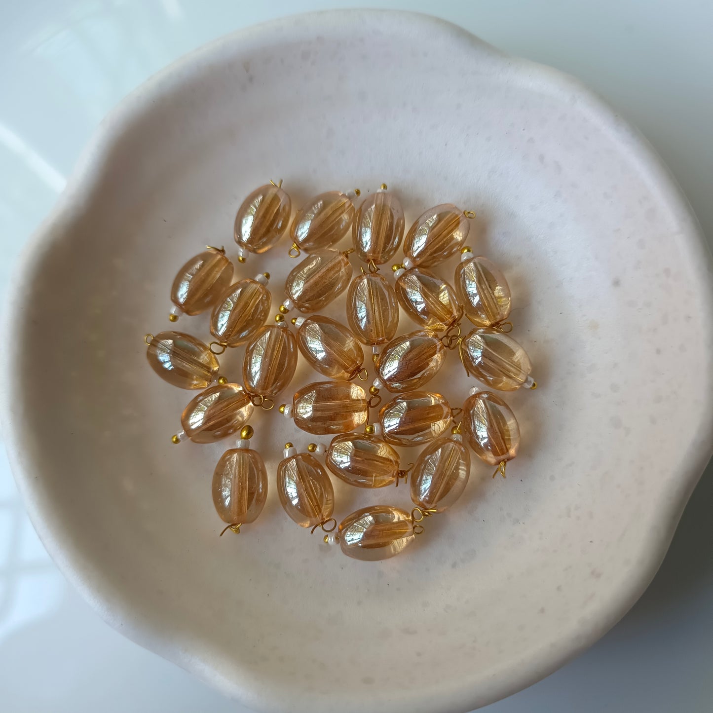 Oval Hanging Beads Glass Big(10 Pieces)