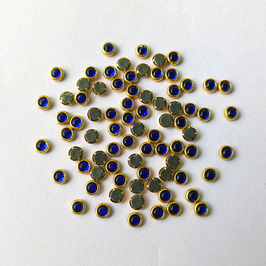 Kundan Stones 4mm Round(10 Grams)Dark Blue