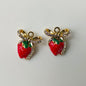 Bow Strawberry Stone Charm