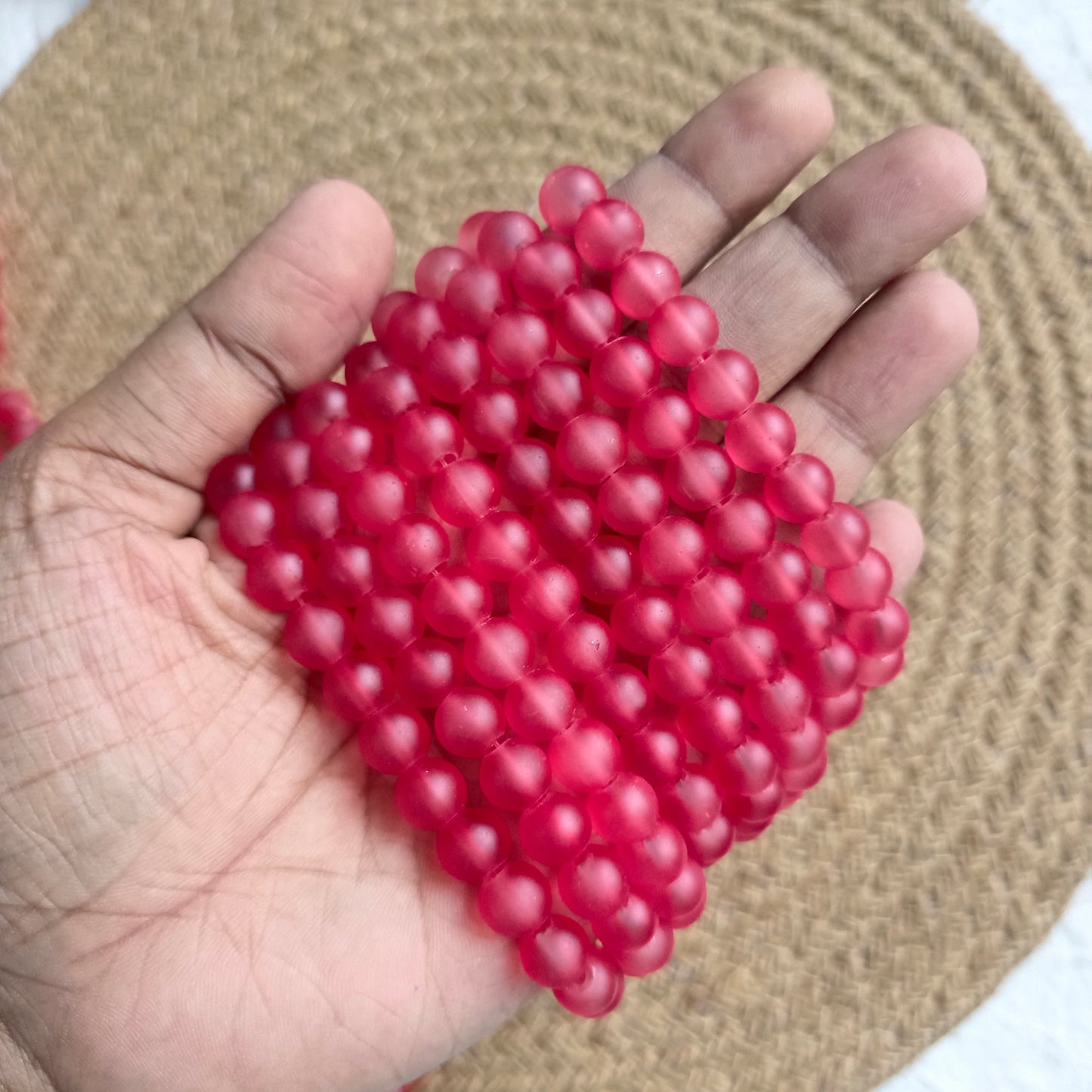Frozen Matte Beads 8mm 95+ Beads Red