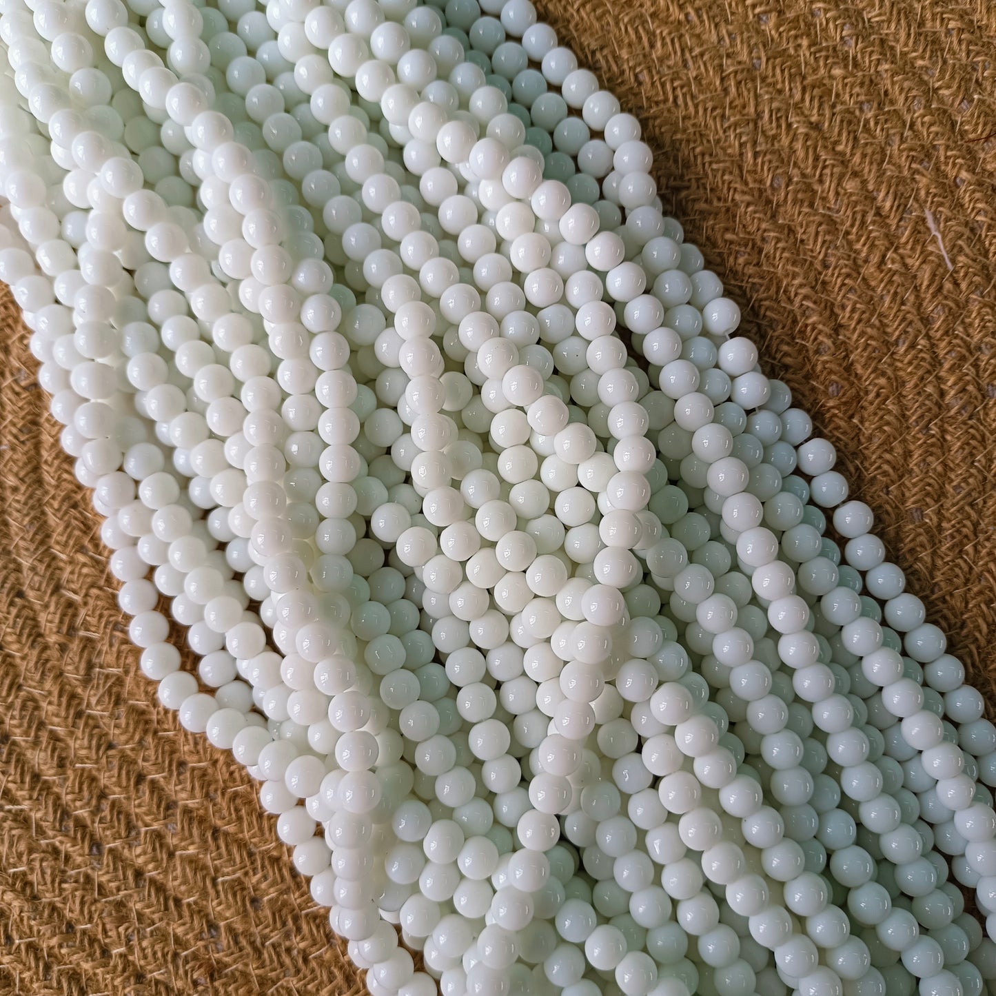 Milky White Glass Beads 8mm ( 95- 100 beads)