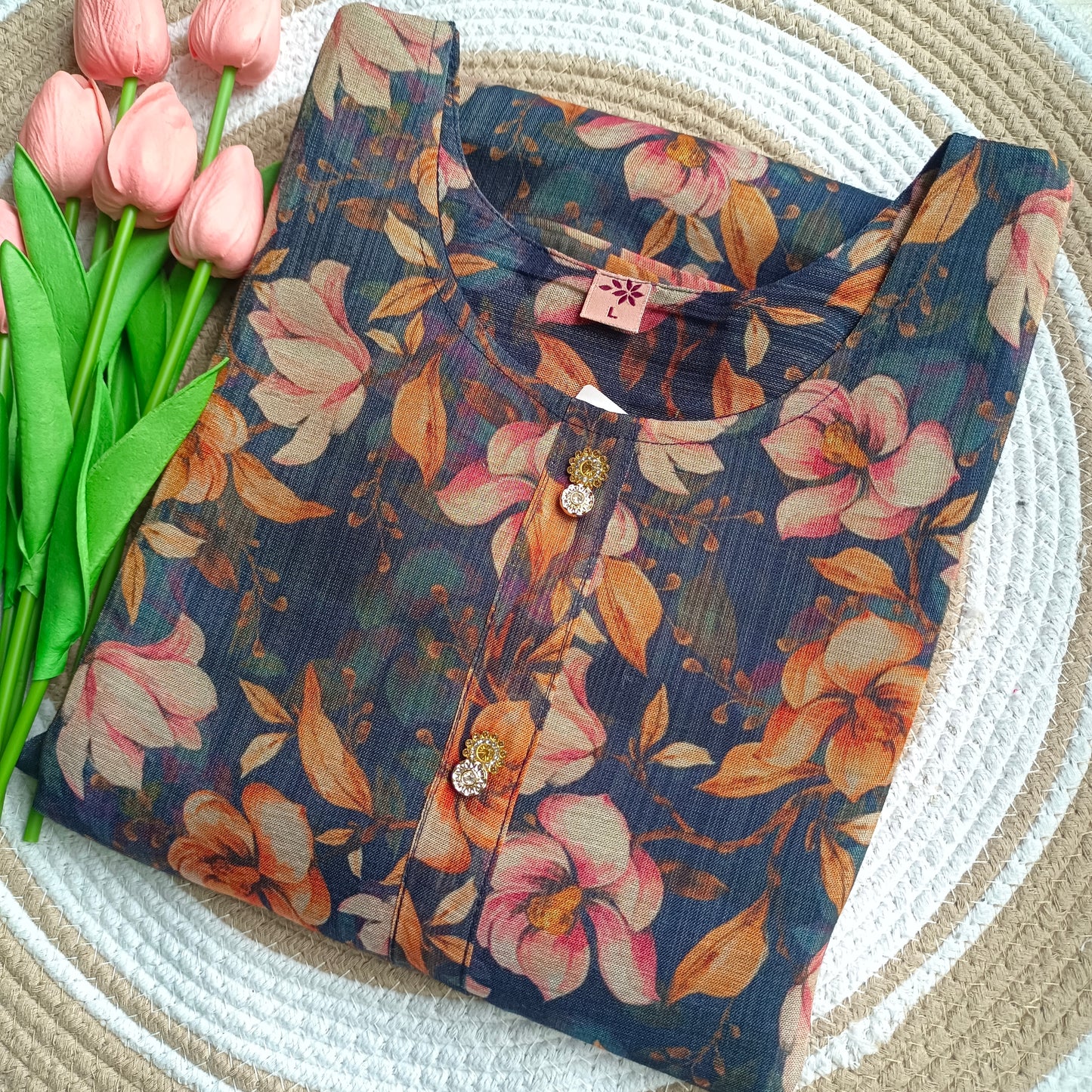 Tissue Side Open Kurti(Large Size)