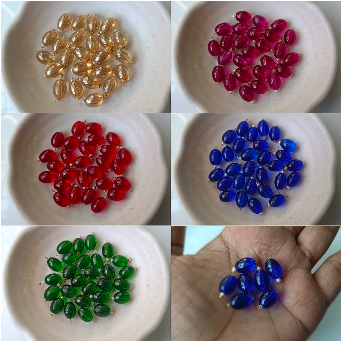 Oval Hanging Beads Glass Big(10 Pieces)