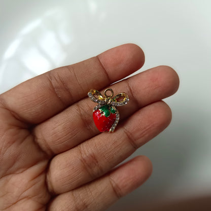 Bow Strawberry Stone Charm