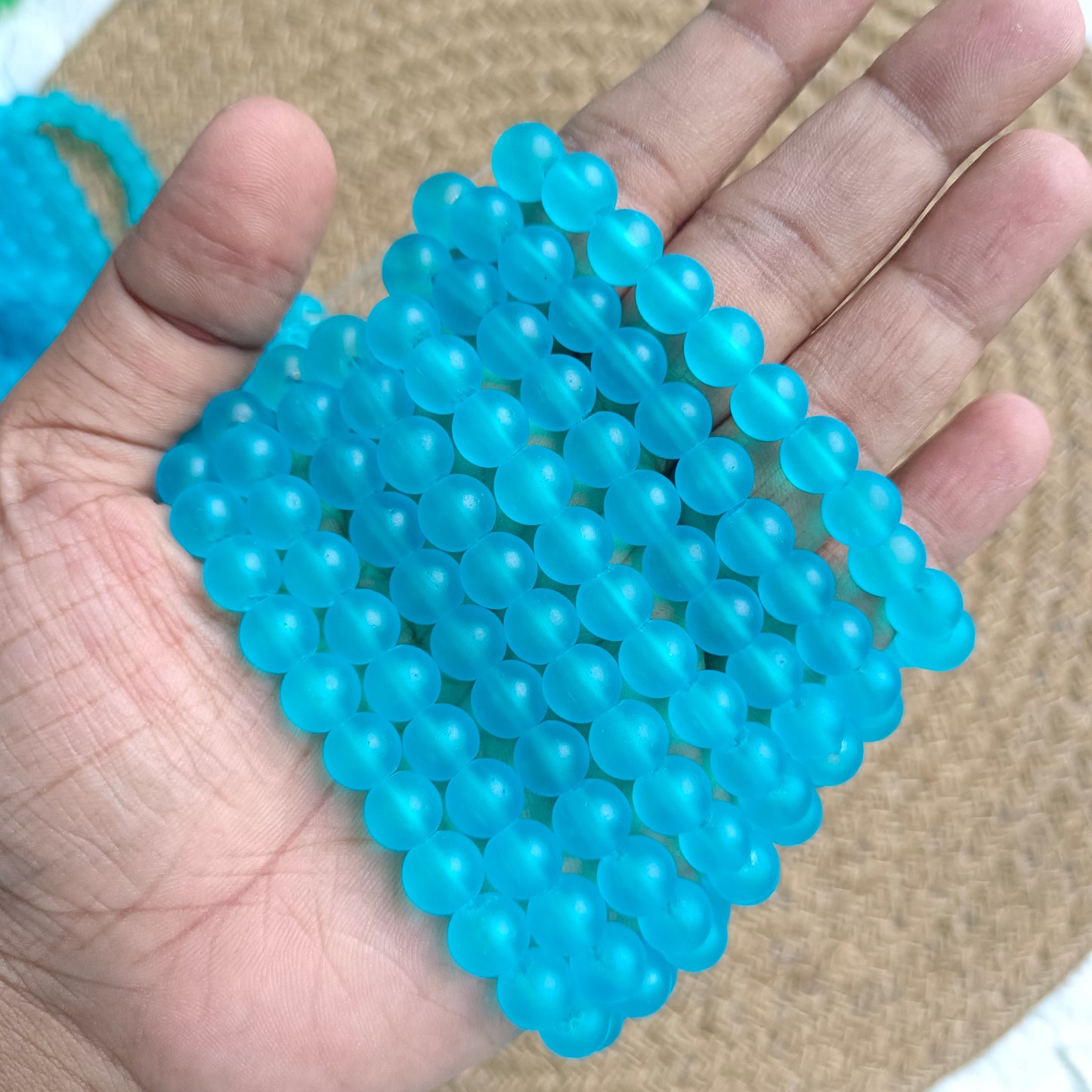 Frozen Matte Beads 8mm 95+ Beads Sky Blue