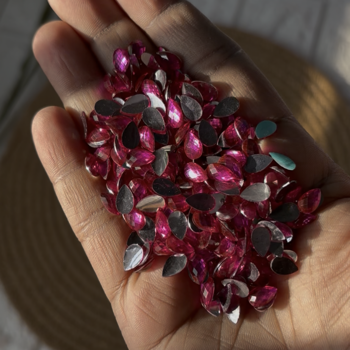 Drop Shaped Crystal Kundan Stones (10 Grams)